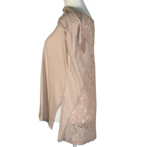 DKNY Jeans Size S Womens Top Lace Back Beige Long Sleeve Tan