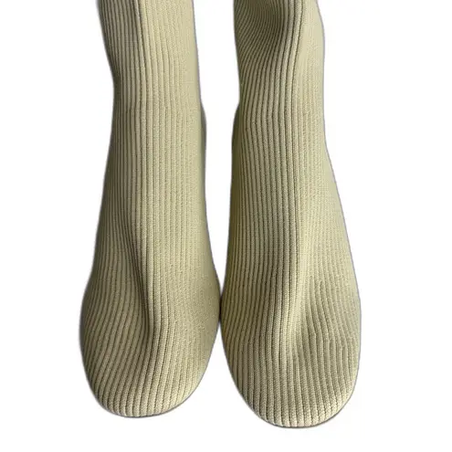 Everlane Glove Boot ReKnit Ankle Boots Womens Size 10 Cream Ribbed Block Heel