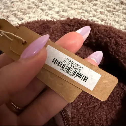 SKIMS NWT Garnet Cozy Knit Sherpa Teddy Cropped Pullover Half Zip Up Size XXS/XS