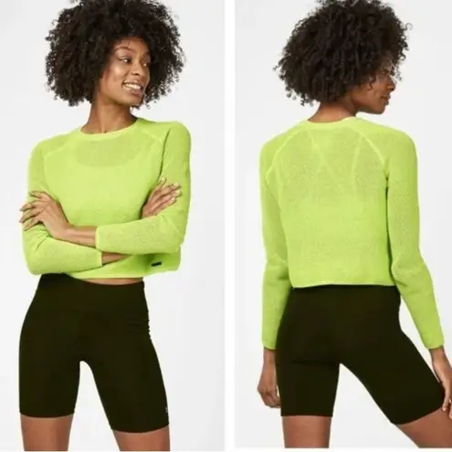 Sweaty Betty  IDOL OPEN-KNIT JUMPER IN GREEN