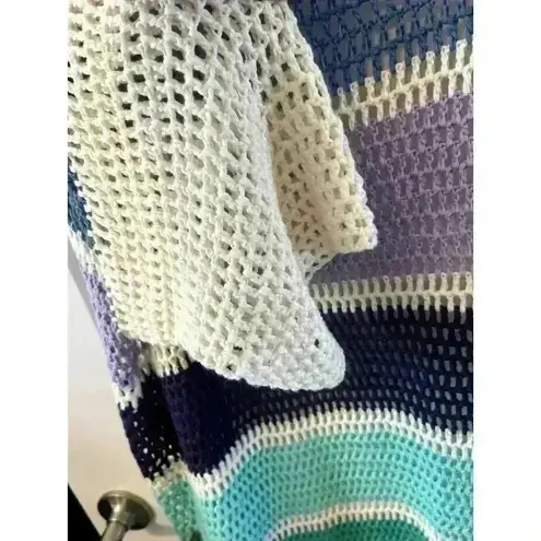 Anna & Ava Crochet Striped colorful OS Duster Cardigan Swim Coverup MSRP$98 NWOT