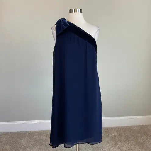 Ralph Lauren  Women's Cocktail Dress Size 4 Blue Chiffon One Shoulder Shift