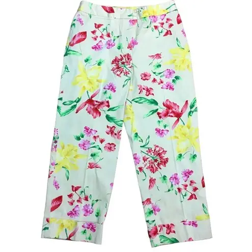 Rafaella Vintage Hawaiian Capri Cropped Pants Floral Pedal Pushers Size 6 u