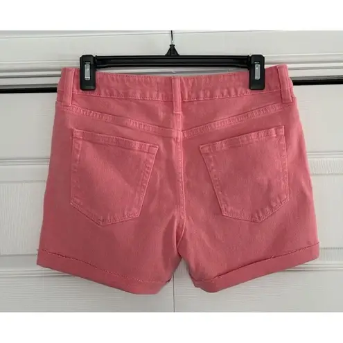 Just USA Shorts Women's Fruit Punch Pink Denim Cuffed Frayed Hem Size 27
