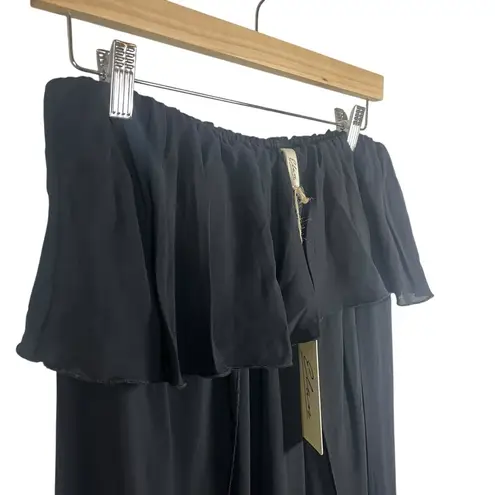 Elan NWT Strapless Maxi Ruffle Flowy Dress in Black Size L