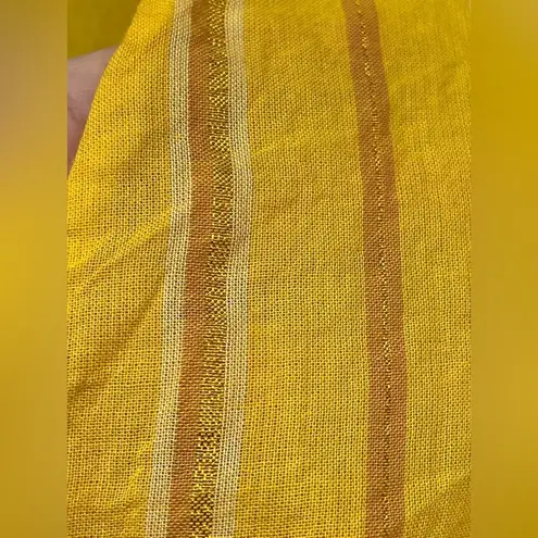 Saylor Adrianne Ruffled V-Neck Metallic Striped Gold Mini Dress medium