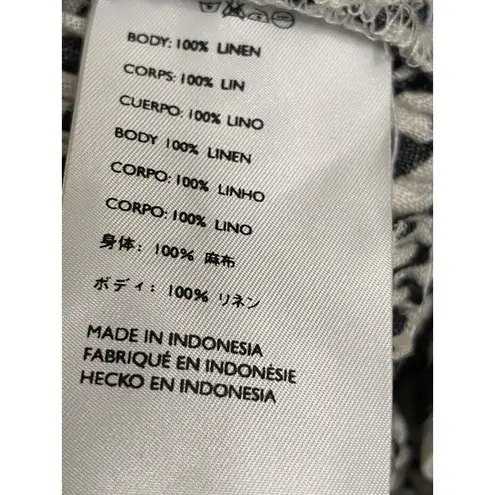 Faithfull the Brand Tani Smocked Linen Blouse Size 8 Zebra Puff Sleeve Ruffle