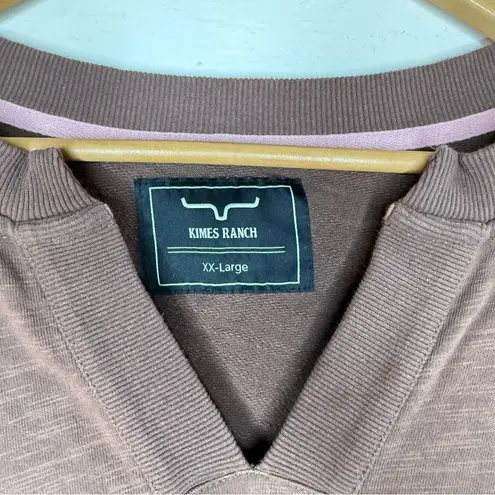 Kimes Ranch Ladies Dewey V Neck Brown Pullover Sweatshirt Size XXL