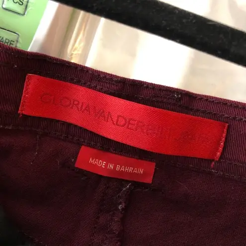 Gloria Vanderbilt Womens Mom Jeans High Rise Tapered Stretch Burgundy Red 10