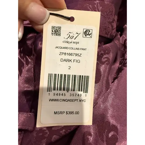 NWT Cinq a Sept Jacquard Collins Pant in Dark Fig Sz 2 $395 Purple