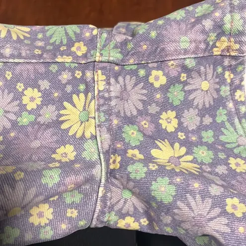 ZARA  Purple Floral Denim Shorts size 6. Button up. High waist