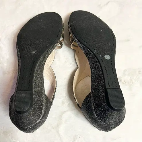 Charter Club Pewter Rhinestone Embellished Strappy Wedge Sandals Size 7.5