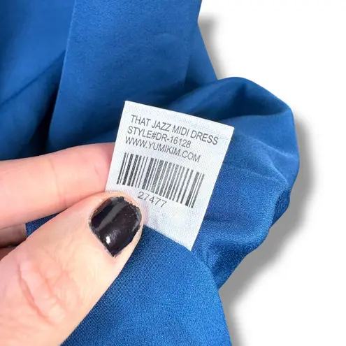 Yumi Kim NWT That Jazz Ink Blue One Shoulder Crepe Sheath Midi Dress Medium
