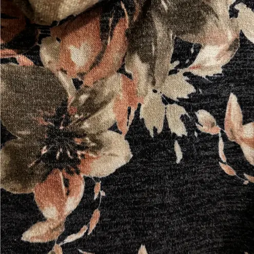 143 Story Cowl Neck Sweater Oversized Stretchy Gray Floral Plus 3X