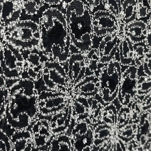 Vtg Y2K Brittany Black Embroidery Crystal Top Sz XL Glam Holiday Mesh Whimsigoth