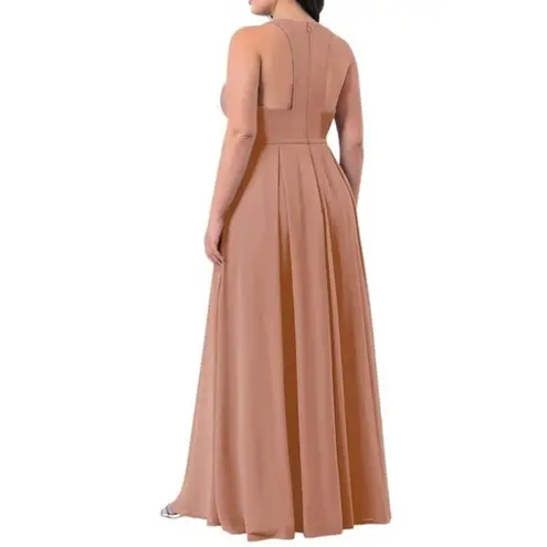 Azazie Mimi Dress Champagne Rose Long Bridesmaid Formal Gown Women’s Size 12