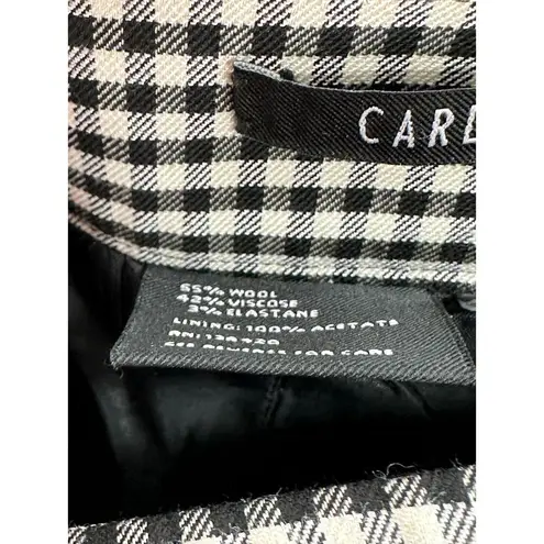 Carlisle Pants Women 14 Black Cream Checkered Wool Blend Hidden Side Zip