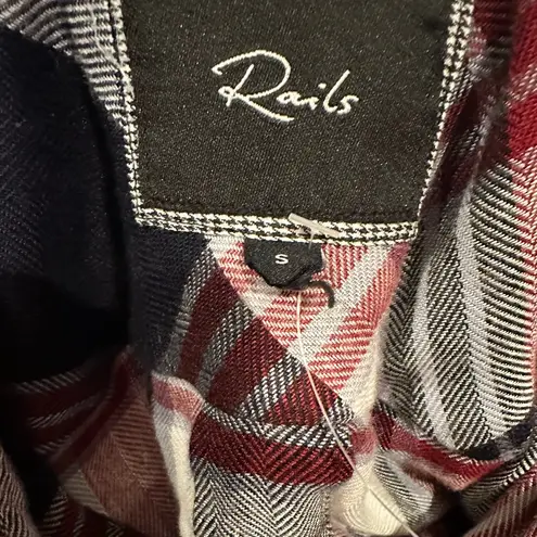 Rails RED BURGUNDY WHITE FLANNEL Plaid Button-Up Shirt Size S