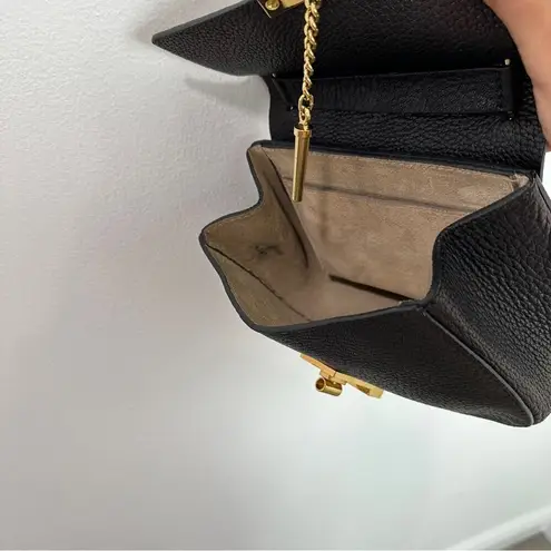 Chloé Chloe Drew Mini Black Leather Saddle Bag Gold Hardware