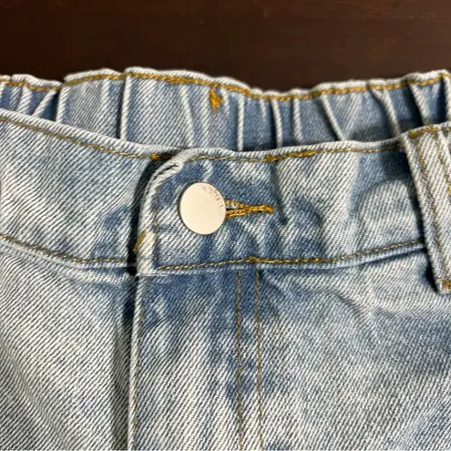 Cider Denim Shorts Sky Blue Pleated High Waist L Wide Leg Vibe