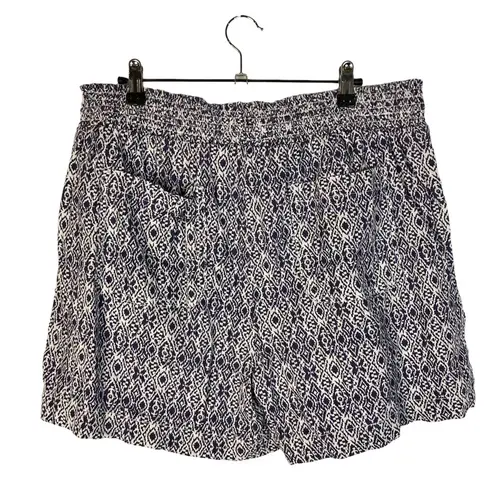 Briggs New York Blue & White Ikat Printed Linen Blend Shorts XL