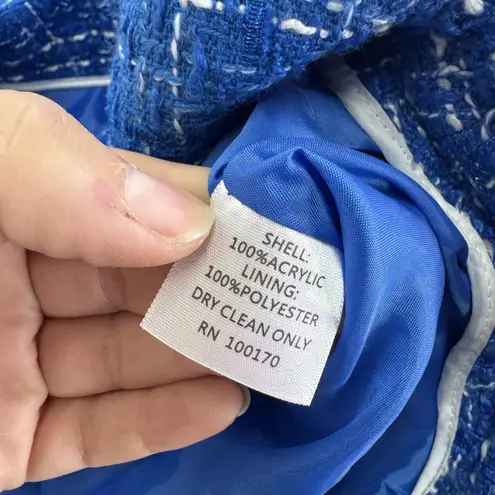 Sandro Skirt Womens 8 Blue Tweed Boucle Pencil Lined Back Slit Office Windowpane