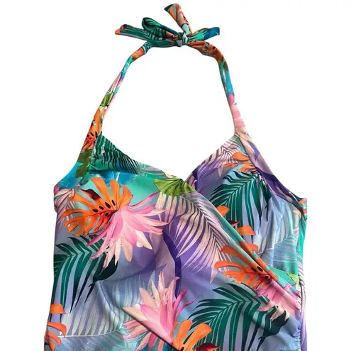 Carmen Marc Valvo Boston Proper + One Pice Swim Suit Womens Size 14 Tropical NWT