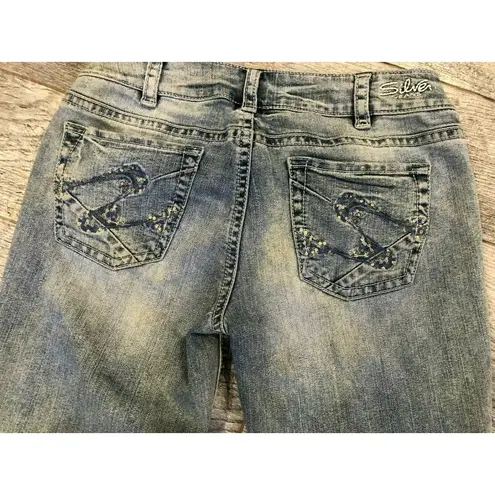 Silver Suki jeans Capri Jean 31 Frayed cuffs Distressed Cropped Womens Denim