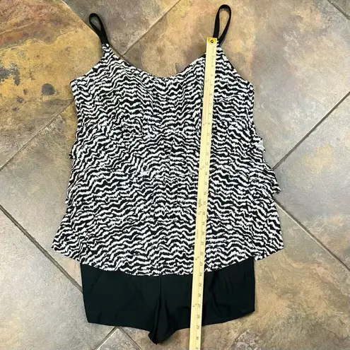 Great Lengths Zebra Tiered Ruffle Swimsuit 20 Black Size undefined