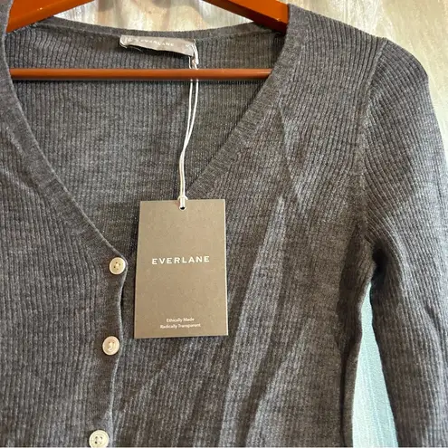 Everlane The Cardigan in Ultrasoft Merino Ribbed Sweater Heather Mid Grey NWT M