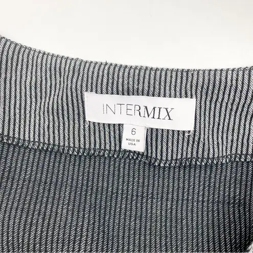 Intermix Audrey Cotton Midi Dress Black Grey Microstripe Contemporary Minimalist