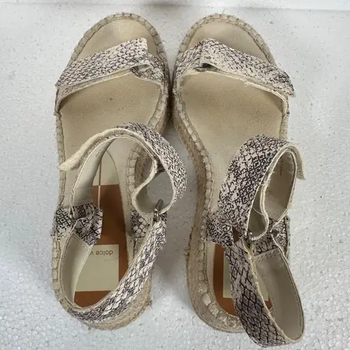 Dolce Vita Myra Espadrilles Sandals Snake Print Straps Womens 7.5 Platform Beige Tan