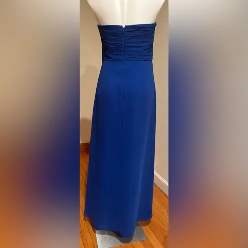 Bill Levkoff Blue Wedding Evening Cocktail Party Maxi Strapless Dress S…
