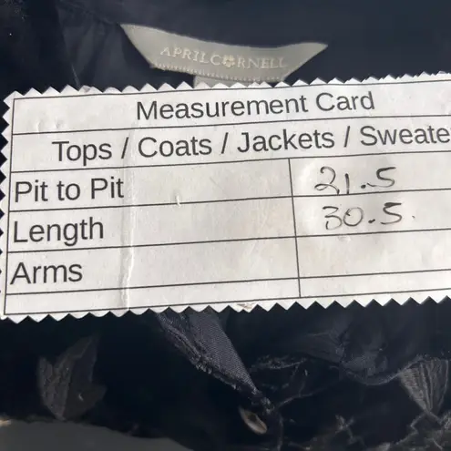 April Cornell Velvet Button Up Shirt Medium Black