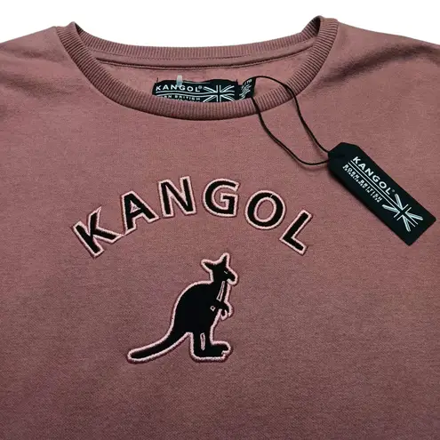 Kangol Crew Neck Crop Sweatshirt Pink Mauve Fleece Size XL New NWT