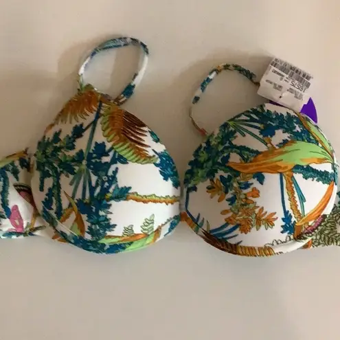 Recco Size Large Underwire Brazilian Floral Bikini Set. New with Tags. Blue