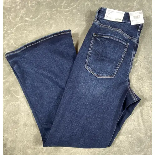 New American Eagle Curvy Super High Rise Flare Jeans Womens 14 Stretch Hippie Blue Size 14P