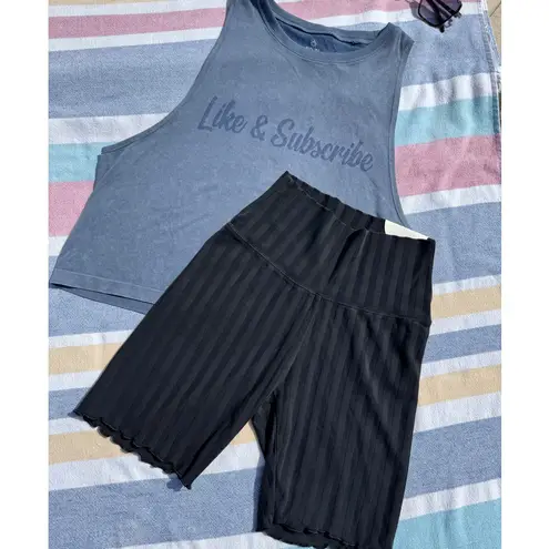 NWT, Offline by Aerie, "Like & Subscribe" Graphic Muscle Tank Top Size S Blue