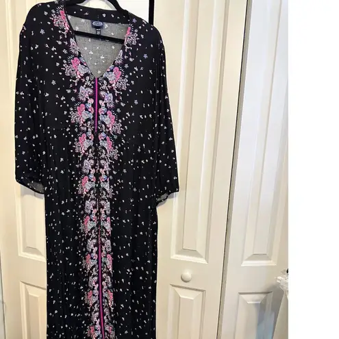 Scoop XXXL/3XG Floral Print V Neck Maxi Dress Black Pink Blue Size undefined