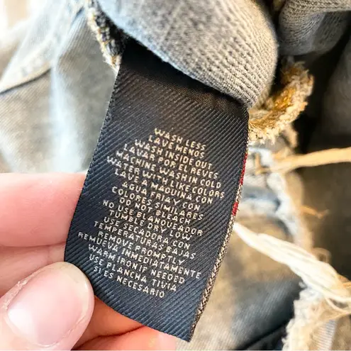 Excuse Womens Denim Blue Cropped Raw Hem Denim Jacket Size L Size L