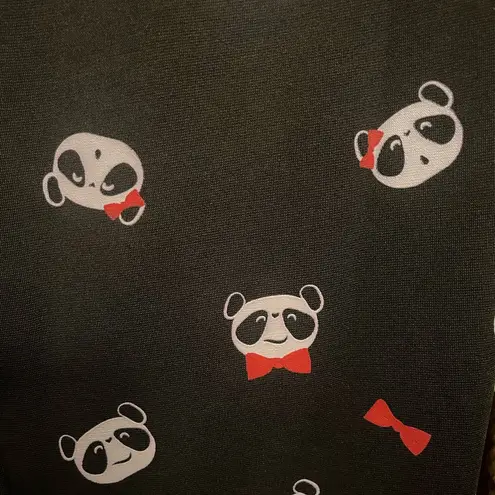 Unique Vintage NWT Black & Panda Print Wednesday Flare Dress - Size Large