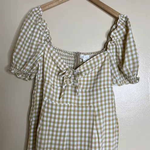 NWOT GINGHAM COTTAGECORE JUMPSUIT Tan Size L