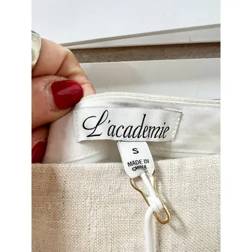 L'Academie NWT Orsina Linen High Waisted Slit Maxi Skirt Natural Women's Size S