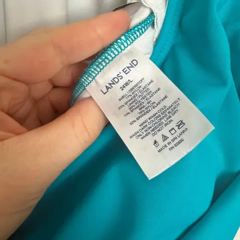 Lands End Women’s 24WL Blue One Piece Swim Beach Pool Ocean Plus Size Size 24