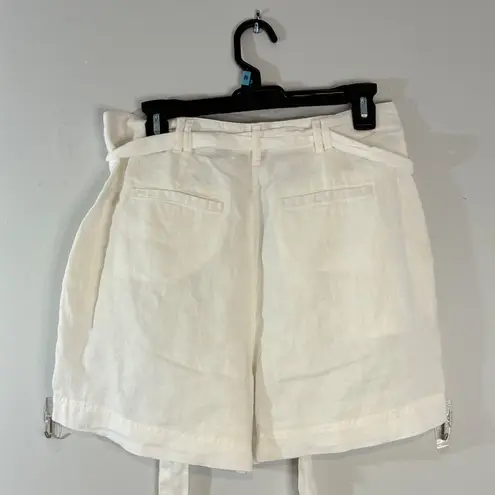 Michael Stars Linen Shorts White Belted High Waist Casual Summer Size M-NWT