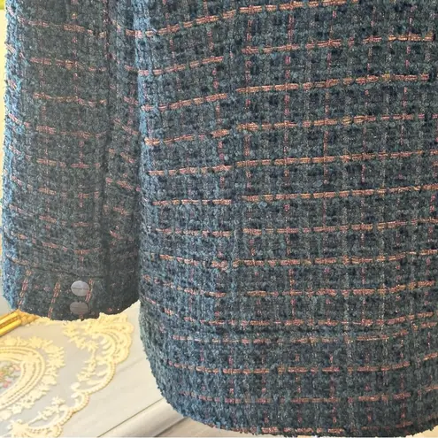 Coldwater Creek  teal green boucle tweed jacket bronze metallic threads