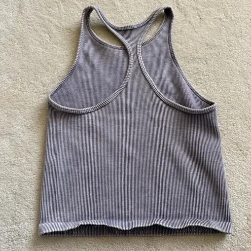 Ododos Stretchy Ribbed Racerback Cropped Gray Tank Top Size M/L Size M