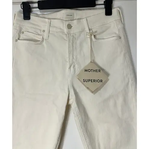 Mother The Mid Rise Dazzler Crop Fray Jean Cream Puffs Size 28 6 US NWOT Raw Hem