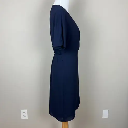 Aritzia  Babaton Wallace Wrap Dress Womens Medium Navy Mini‎ Crepe Preppy Dainty