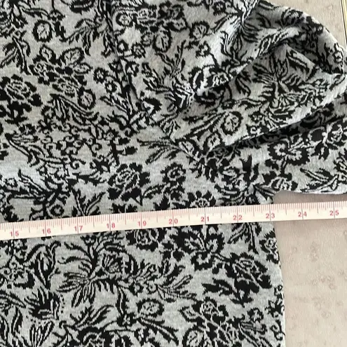 OPHELIA ROE gray & black floral knit women’s long balloon sleeve shirt size XL